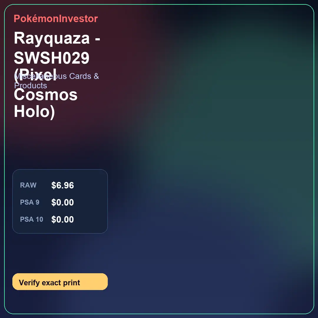Card research image for Rayquaza - SWSH029 (Pixel Cosmos Holo)