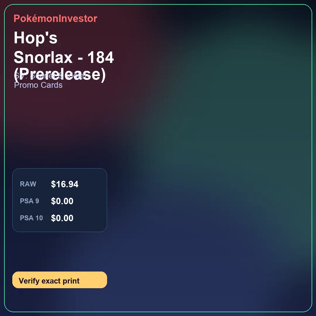 Card research image for Hop's Snorlax - 184 (Prerelease)