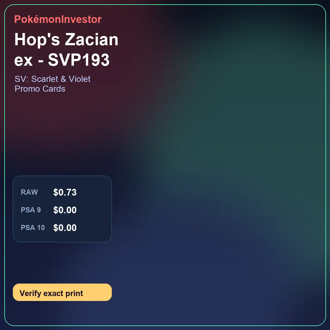 Card research image for Hop's Zacian ex - SVP193