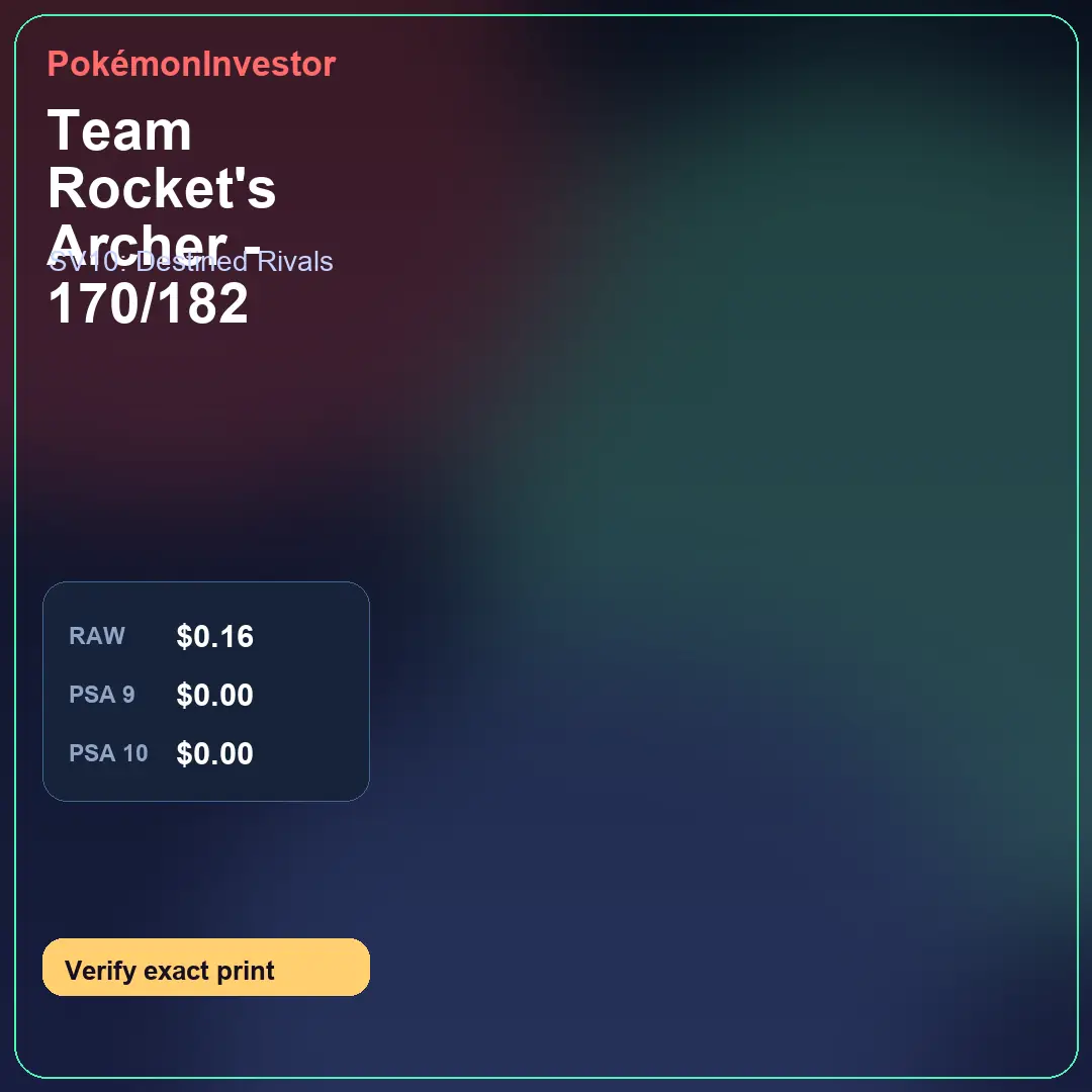 Card research image for Team Rocket's Archer - 170/182