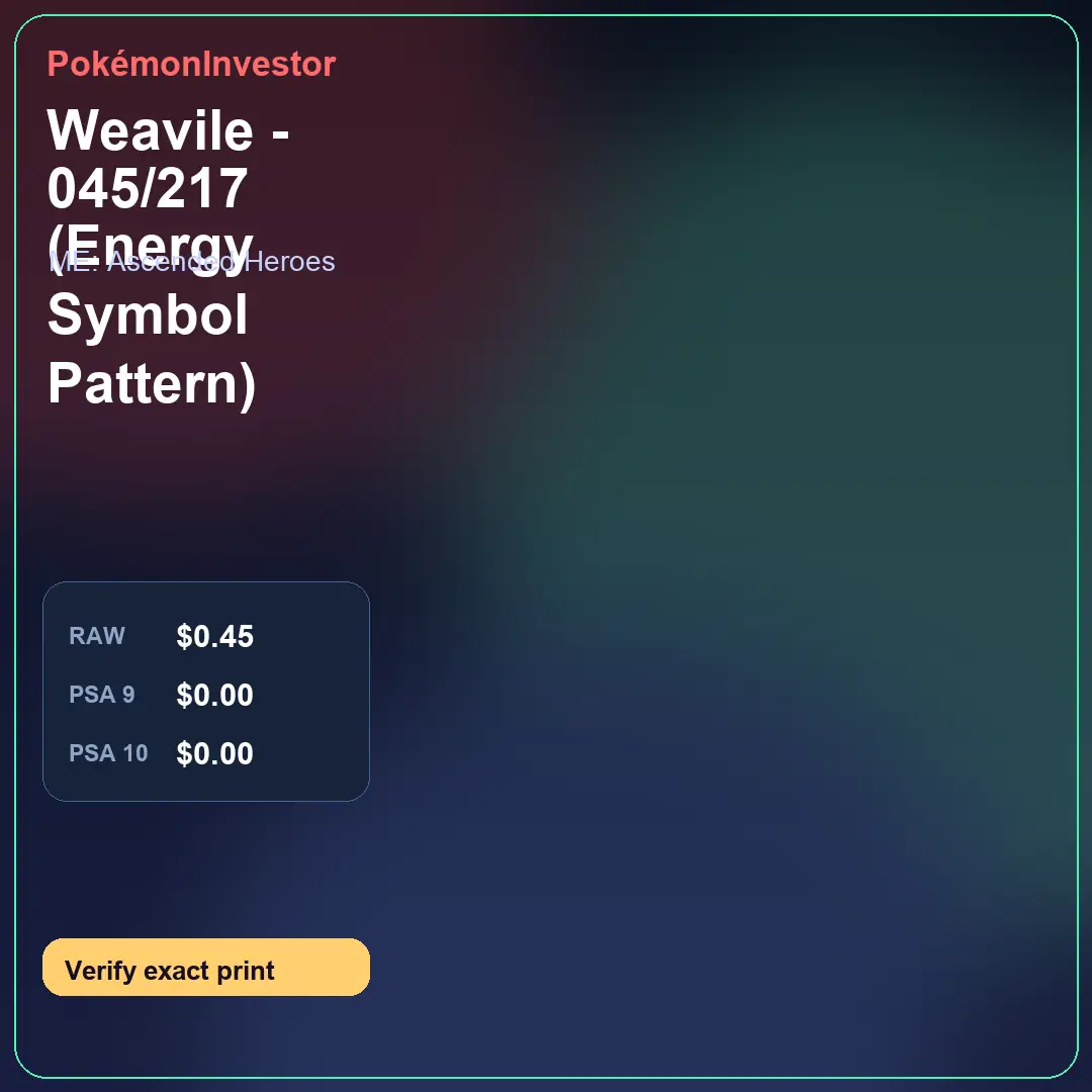 Card research image for Weavile - 045/217 (Energy Symbol Pattern)