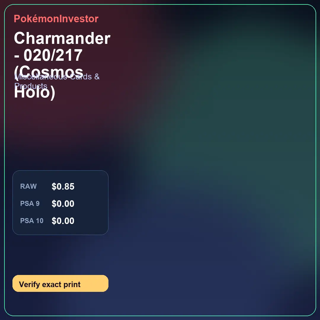 Card research image for Charmander - 020/217 (Cosmos Holo)