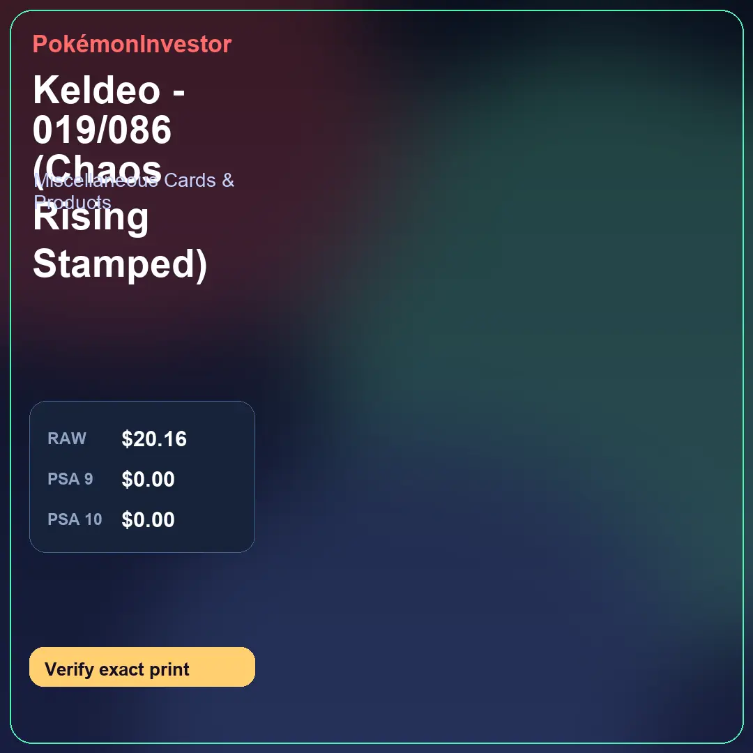 Card research image for Keldeo - 019/086 (Chaos Rising Stamped)