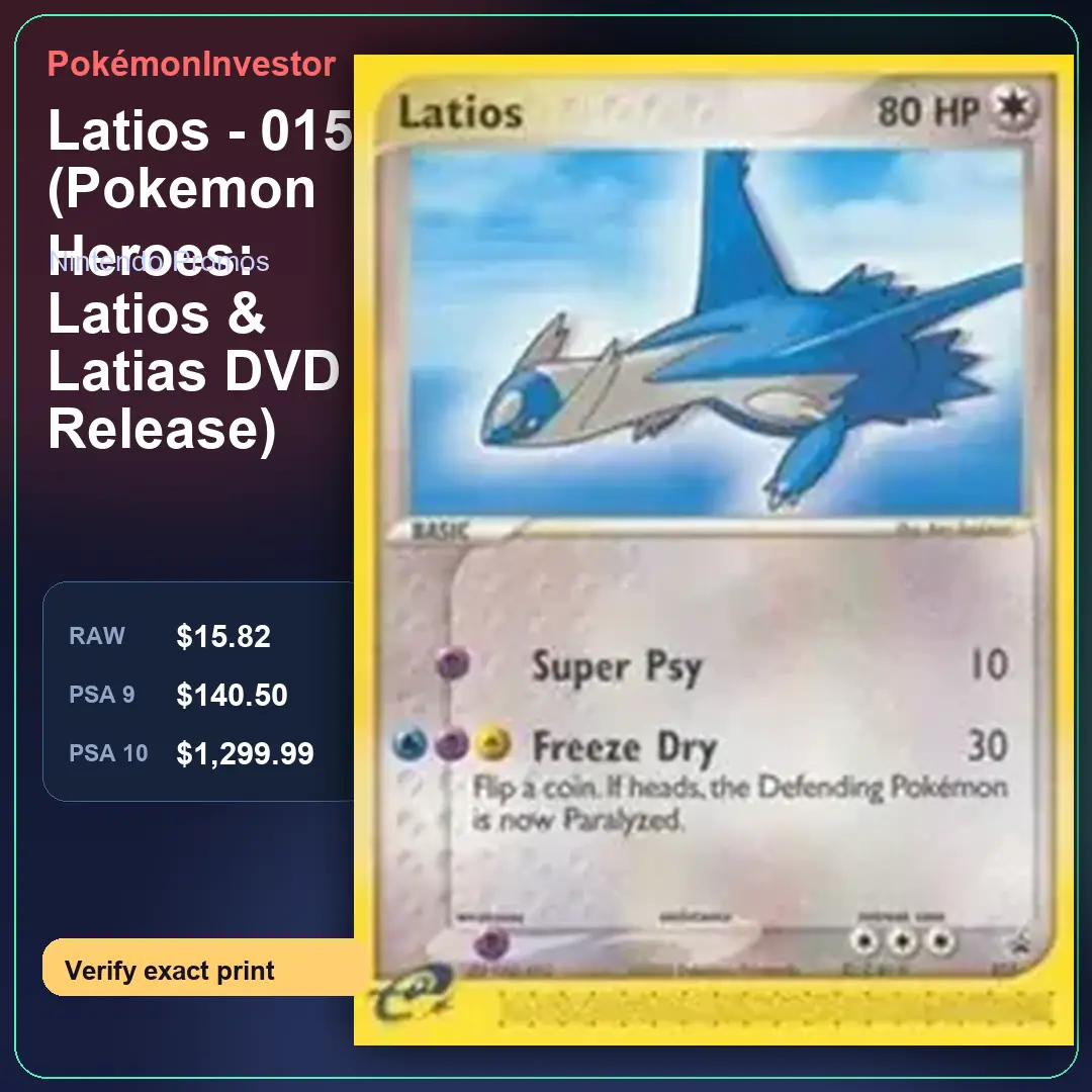 Card research image for Latios - 015 (Pokemon Heroes: Latios & Latias DVD Release)