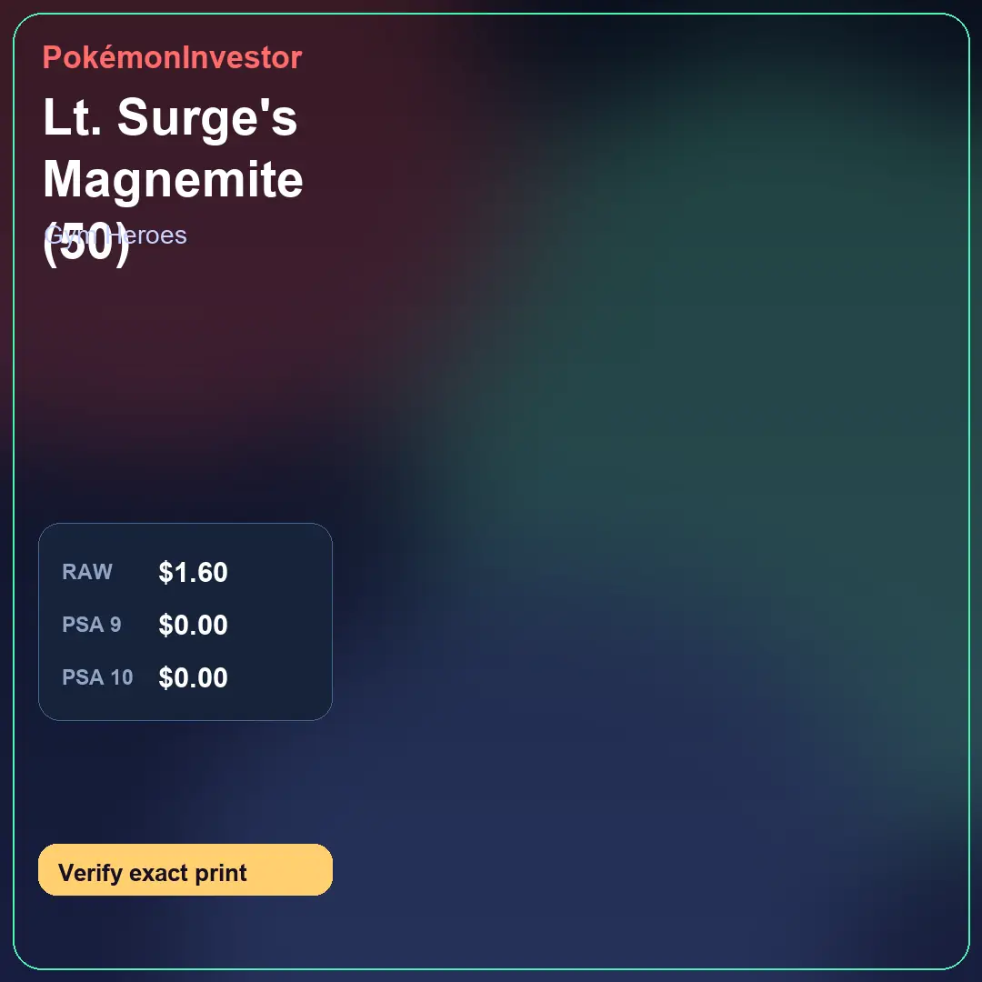 Card research image for Lt. Surge's Magnemite (50)