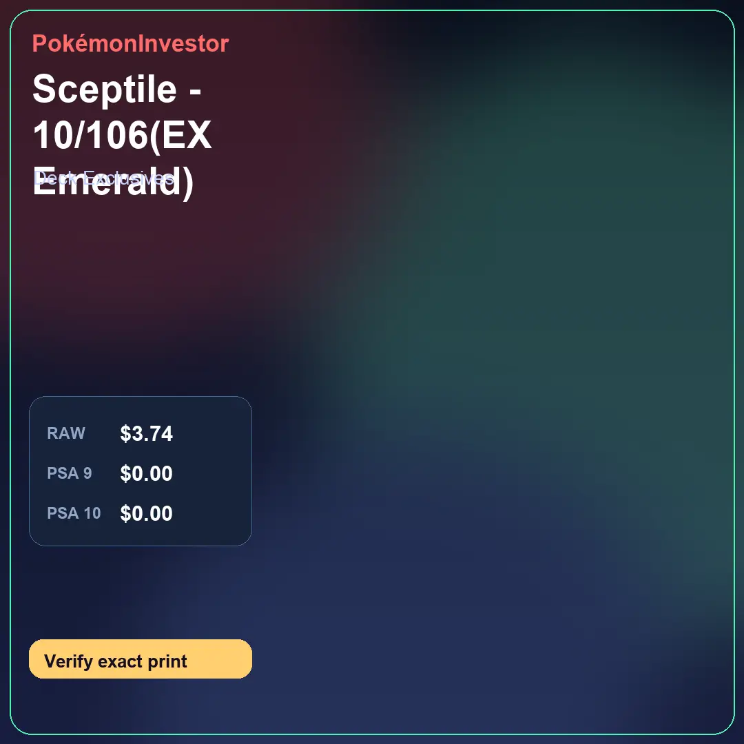 Card research image for Sceptile - 10/106(EX Emerald)