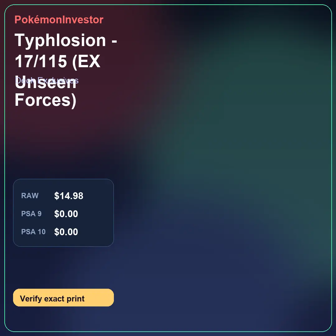 Card research image for Typhlosion - 17/115 (EX Unseen Forces)